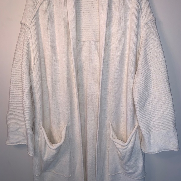 Free People By the Campfire Cardigan Long Sleeve Ivory Oversized S - Picture 12 of 15